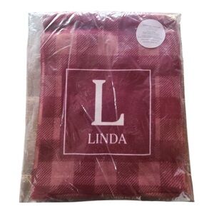 Garnet Buffalo Check Monogrammed "Linda" Scarf